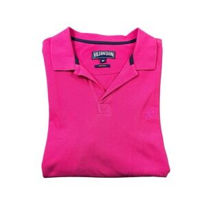 Vilebrequin Pink Buttonless Turtle Cotton Polo Shirt Size M Medium
